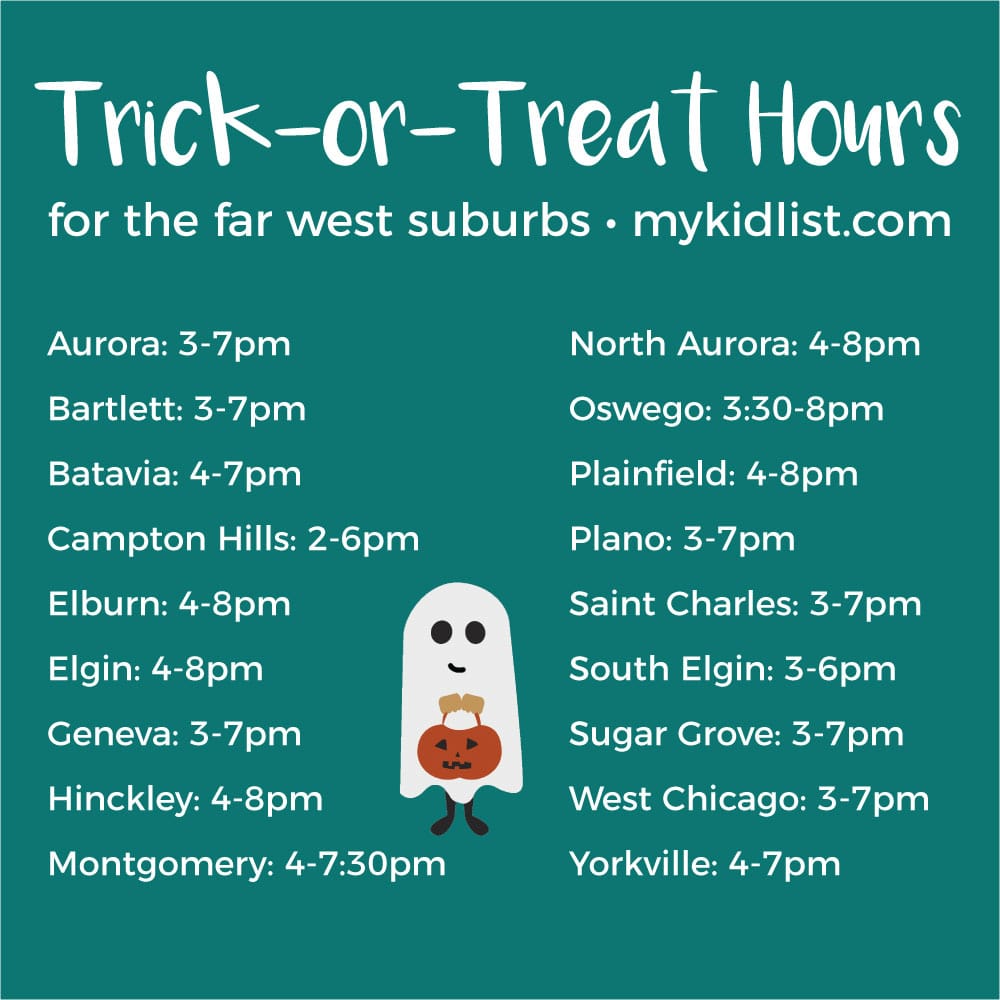 TrickorTreat Hours for Chicago's West Suburbs Halloween 2020
