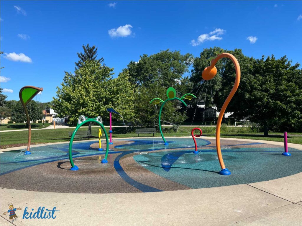The splash pad at Soehrman Park in Countryside, highlighting one of our favorite splash pads