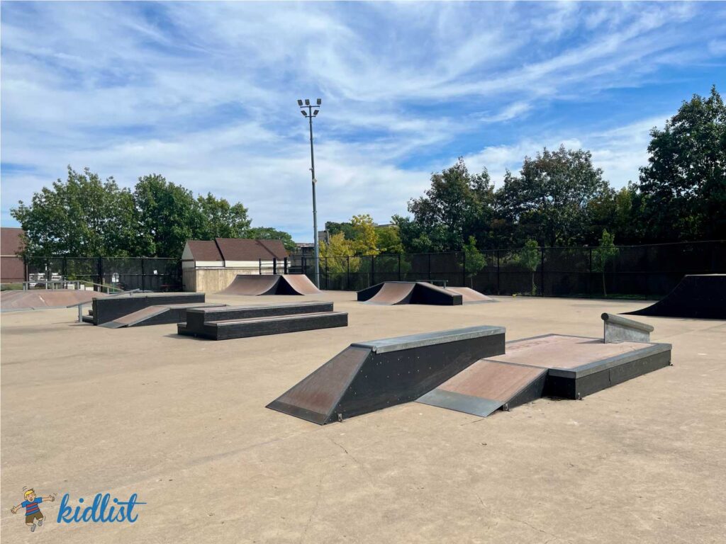 the ramps at Stevenson Skateboard Park in Oak Park
